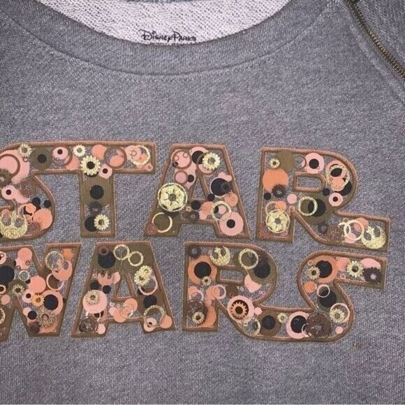 Disney Parks Star Wars Stem Punk Gray Pullover Zipper Accent Sweater Size XS - Picture 5 of 7